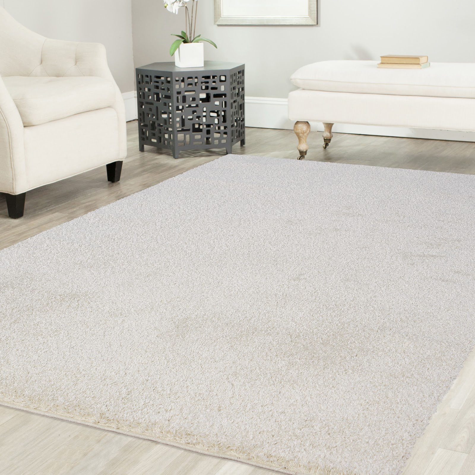 Gassin Shag White Area Rug Rug Size: Rectangle 2' x 8'