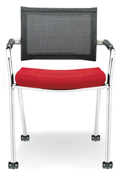 Reception Seating Chairs Strata Office Guest Chair Features: -Mesh backrest to allow for ventilation .-Free rolling carpet castors.-Upholstered seat.-Product Type: Side or Guest Chair.-Style (Old): Modern.-Style: Modern & Contemporary.-Finish: Black.-Finish: Red.-Frame Material: Metal -Frame Material ...