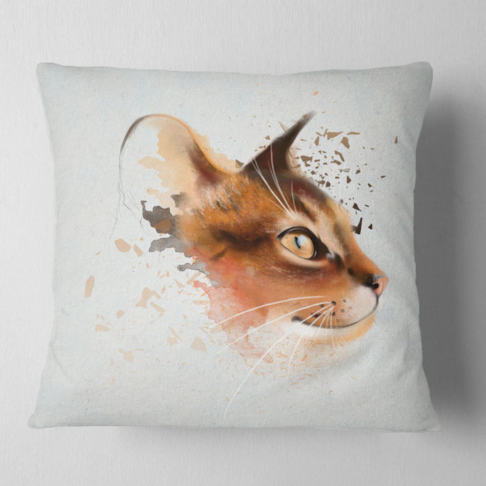 Accent Pillows Animal Lovely Cat Watercolor Sketch Pillow May 2019