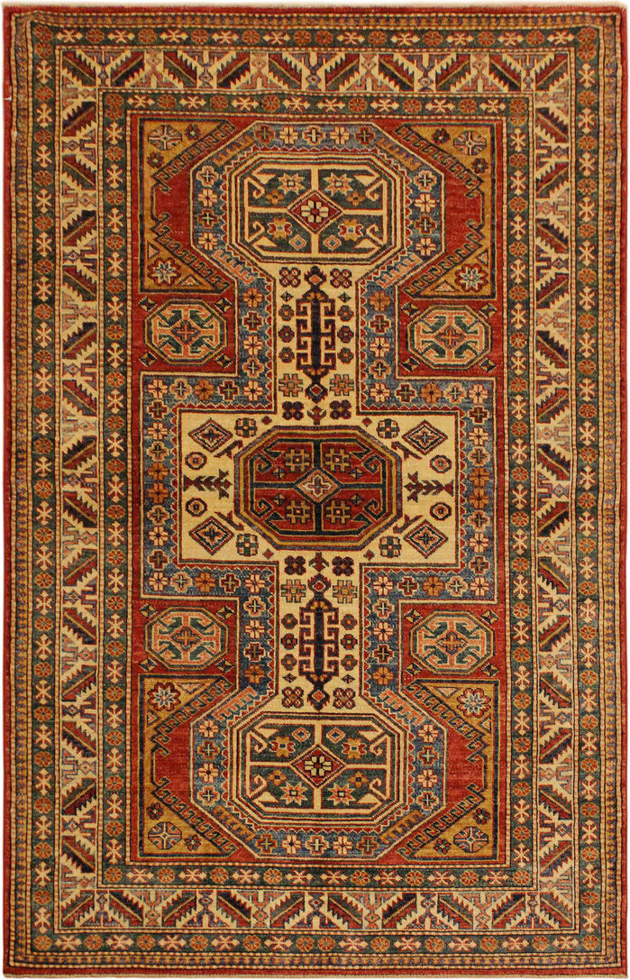 Area Rugs One Of A Kind Zoey Super Kazak Hand Knotted Wool Red Tan