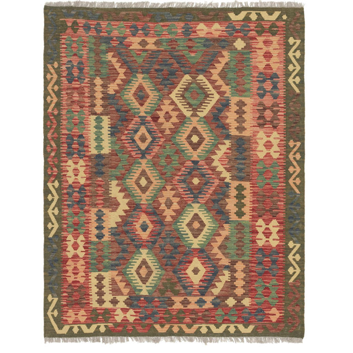 Area Rugs One Of A Kind Lorain Hand Knotted 5 X 6 Wool Green Kind Lorain Hand Knotted