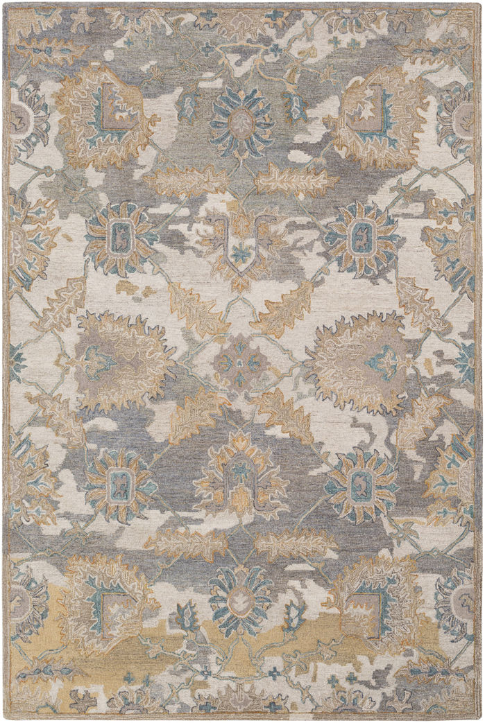 Area Rugs Kendall Green Fl Hand Hooked Wool Cream Medium Gray