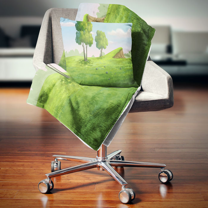 Accent Pillows Landscape Wall Garden With Mound And Trees