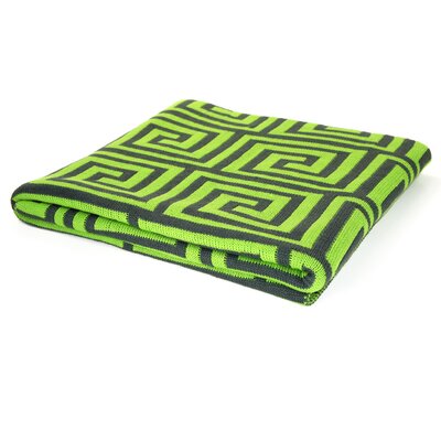 Pur Cashmere Jones Jacquard Cotton Throw JACGRKEY 014 Color Lime/Gray