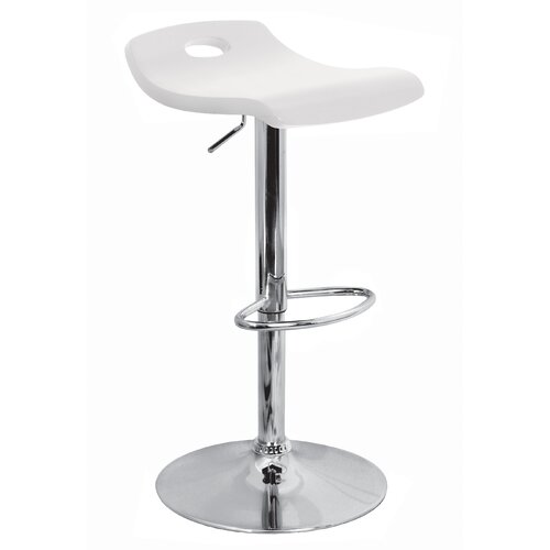 LumiSource Surf 23 Adjustable Bar Stool BS SURF WD BK Seat Finish White