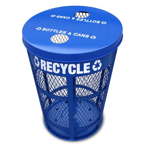 Witt Expanded Metal Outdoor Recycling Receptacle in Blue EXP 52NPBL FTR