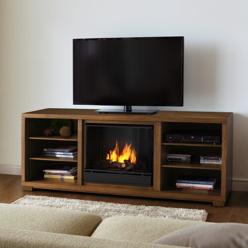 Real Flame Marco 69 TV Stand with Gel Fuel Fireplace 5757 WN / 5757 BK Finis