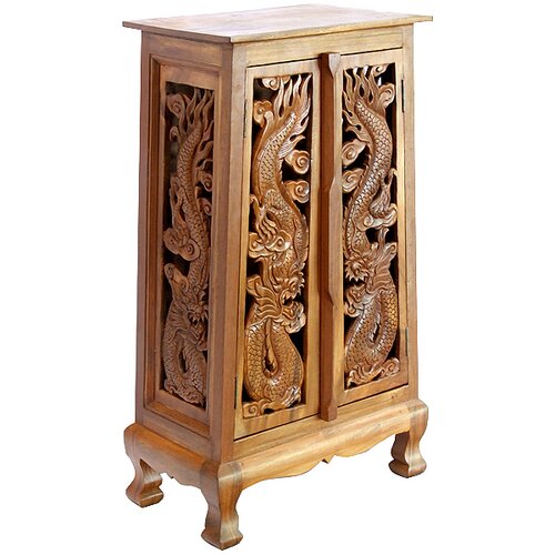 EXP Acacia 23 Chinese Dragons Storage Cabinet frt1128 / frt1129 Finish Natural