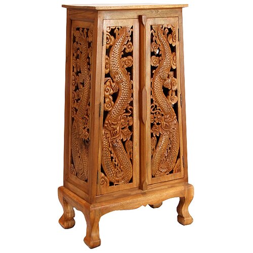 EXP Acacia 27 Chinese Dragons Storage Cabinet frt1130 / frt1131 Finish Natural