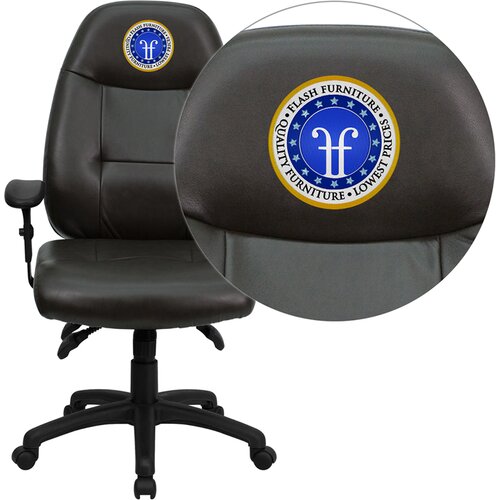 FlashFurniture Personalized High Back Espresso Leather Executive Office Chair