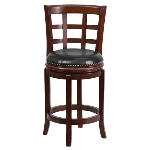 FlashFurniture 24 Wood Counter Stool with Leather Swivel Seat TA 68524 CA C