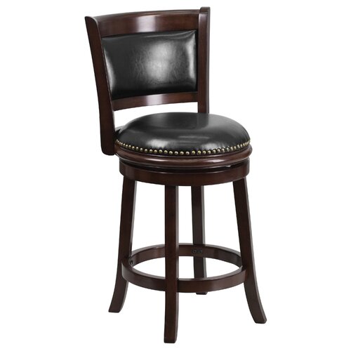 FlashFurniture 24 Wood Counter Stool with Leather Swivel Seat TA 61024 CA C