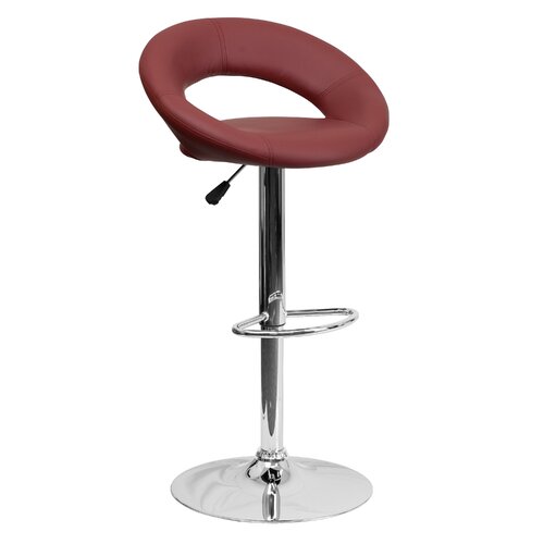 FlashFurniture Contemporary Vinyl Adjustable Height Rounded Back Bar Stool DS