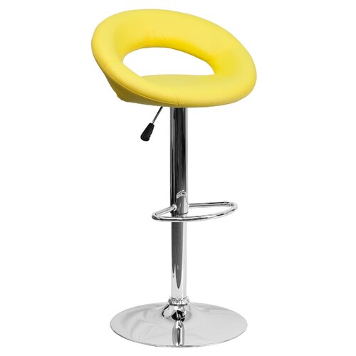 FlashFurniture Contemporary Vinyl Adjustable Height Rounded Back Bar Stool DS