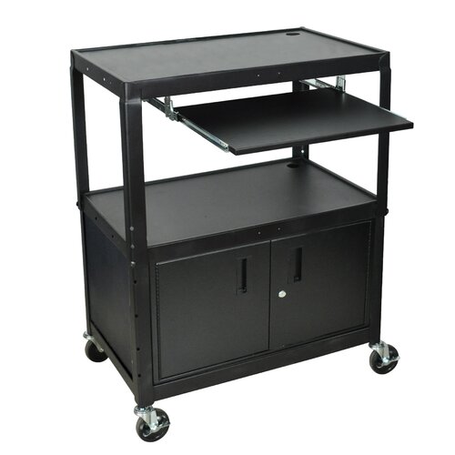 Luxor Extra Wide AV Cart with Cabinet and Keyboard Tray AVJ42XLKBC