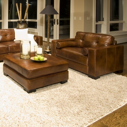 Elements Fine Home Furnishings Soho Top Grain Leather Oversized Chair and Ott