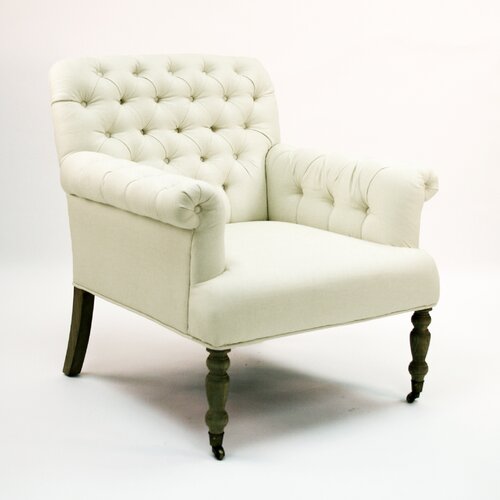 Zentique Inc. Lorraine Tufted Chair ZEN026 E255 A026 Finish Ivory