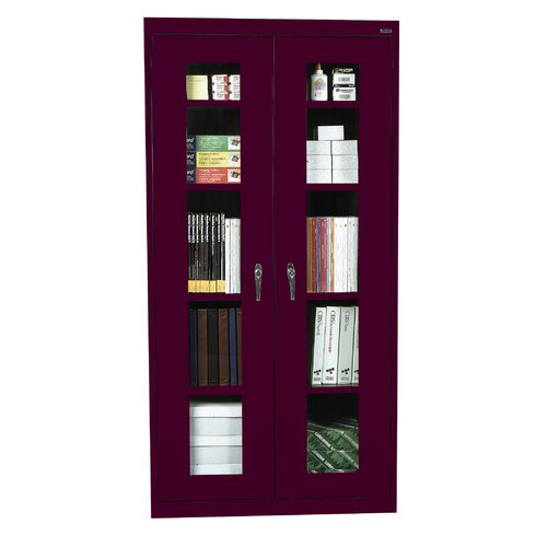 Sandusky Classic Series Clear View Storage Cabinet CA4V3618780 Finish Burgundy