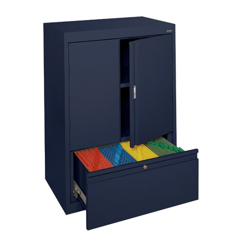 Sandusky System Series Counter Height Storage Cabinet HFDF301842 Finish Navy