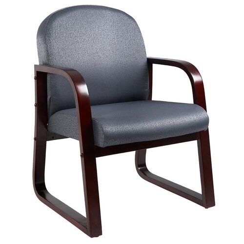 Boss Office Products Reception Arm Chair B9560 XX Fabric Black, Finish Maho