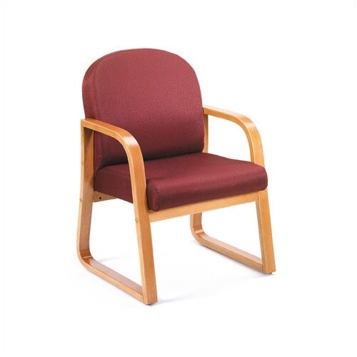 Boss Office Products Reception Arm Chair B9560 XX Fabric Burgundy, Finish Oak