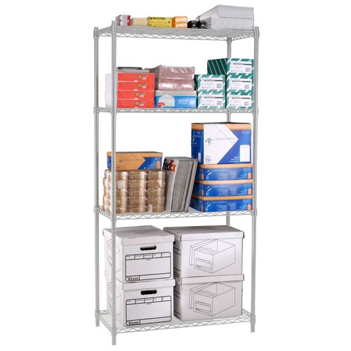 OFM Complete 4 Shelf Unit S36/4872 Size 36 x 18, Color Silver