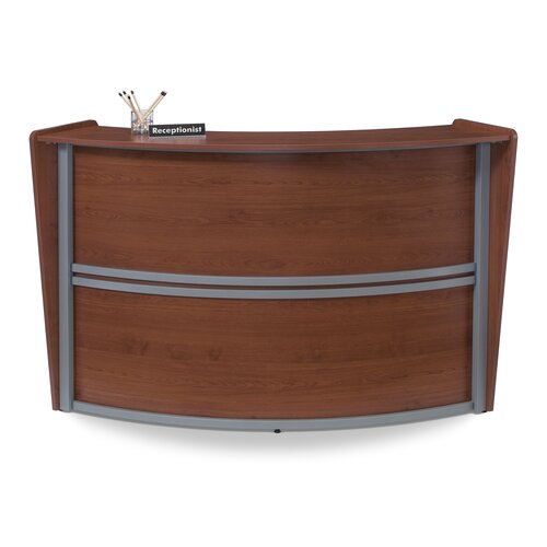 OFM Reception Furniture Single Unit Curved Station 55290 Finish Cherry