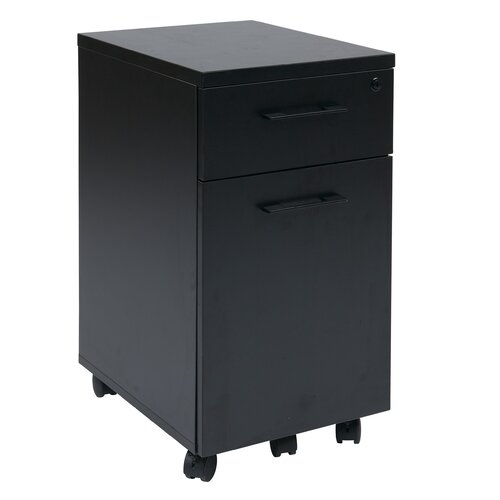 Office Star Prado 2 Drawer Mobile File PRD3085 BLK / PRD3085 WH Finish Black