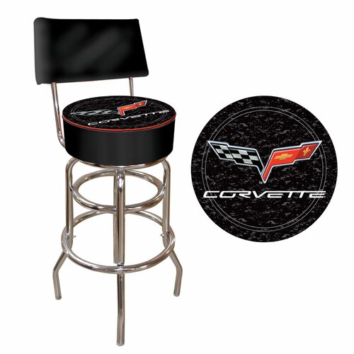 Trademark Global Corvette C6 Padded Bar Stool with Back GM1100B C6 COR Color