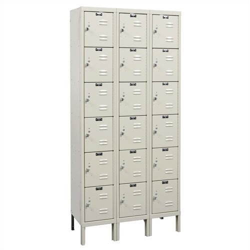 Hallowell Rust Resistant Lockers   Six Tier   3 Sections (Assembled) U32X8 6G