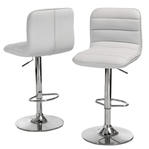 Home Loft Concept Edward PU Barstools (Set of 2) W3857329 Color White