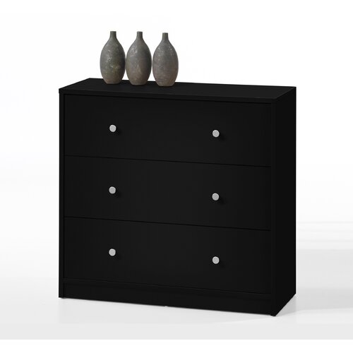 Tvilum Portland 3 Drawer Chest 70332 Finish Black