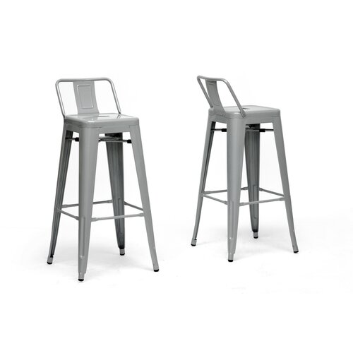 Wholesale Interiors Baxton Studio French Industrial 30.25 Bar Stool Set of 2