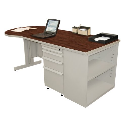 Marvel Office Furniture Teachers 75 Conference Desk with Bookcase ZTCB7530 L