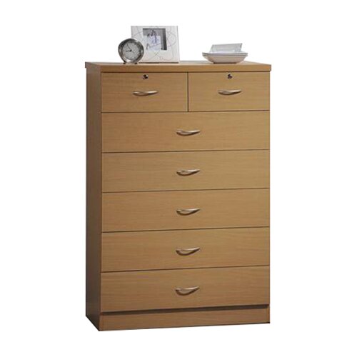 Hodedah 7 Drawer Jumbo Chest HI70DR Finish Beech