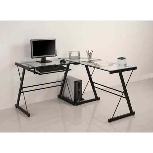 Home Loft Concept Corner Computer Desk WLK1081 Finish Black / Clear Glass