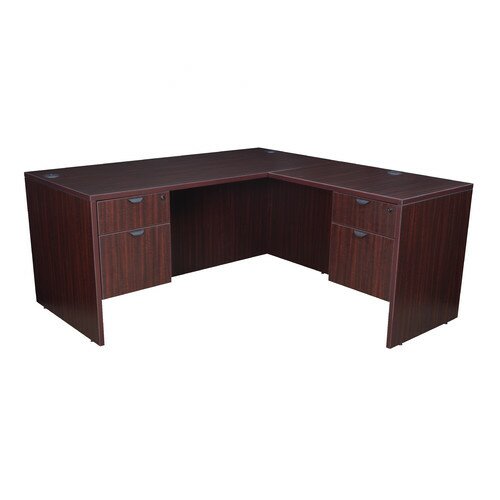 Regency Double Pedestal L Desk LLD Finish Mahogany, Size 60x65