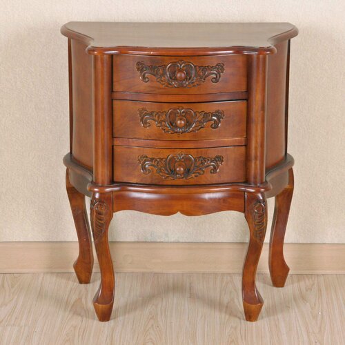 International Caravan Windsor Hand Carved 3 Drawer Night Stand 3876