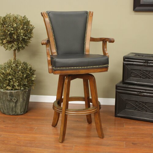 American Heritage Napoli Swivel Bar Stool with Cushion 100613BR Finish Chard