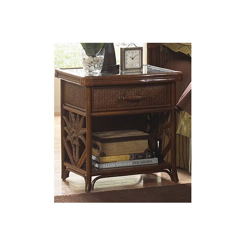 Hospitality Rattan Cancun Palm 1 Drawer Nightstand with Optional Glass Top 40