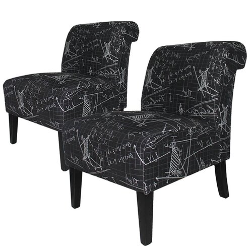 Armen Living Modern Fabric Slipper Chair LC7107CLBL / LC7107CLWH Color Black