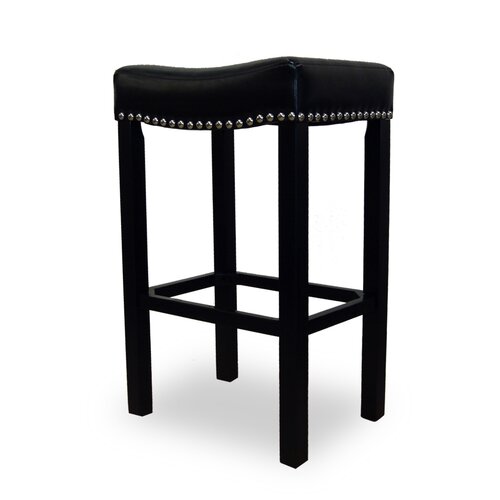 Armen Living Tudor 26 Backless Leather Barstool LCMBS013BA Color Black