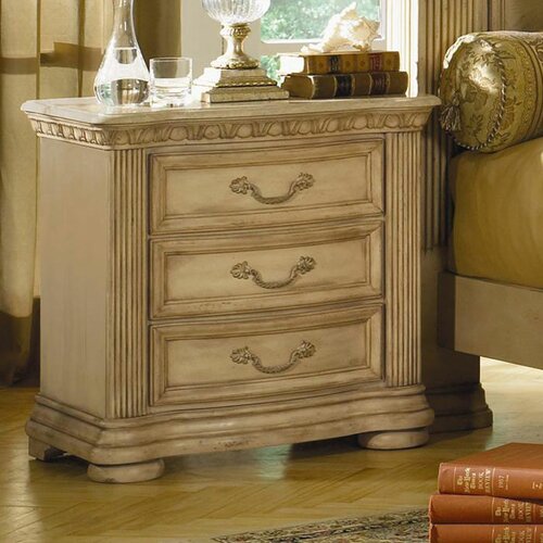 Wynwood Cordoba 3 Drawer Nightstand 1635 65/1636 651 Finish Antiguo Blanco