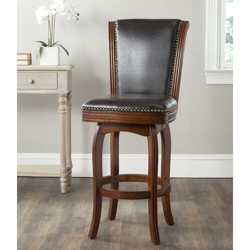 Safavieh Massimo Bar Stool FOX7008 Seat Color Brown, Finish Walnut