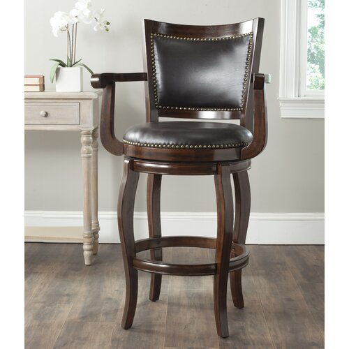 Safavieh Gitano Swivel Bar Stool FOX7009 Seat Color Brown, Finish Espresso