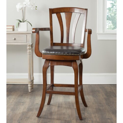 Safavieh Nazario Swivel Bar Stool FOX7010 Seat Color Brown, Finish Walnut