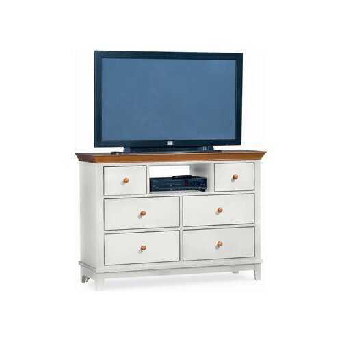 American Drew Sterling Pointe 50 TV Stand 181   585XX Finish White with Map