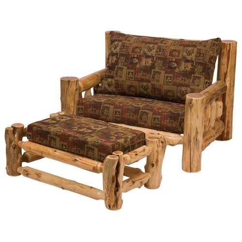 Fireside Lodge Traditional Cedar Log Chair and Ottoman 13020 / 13065