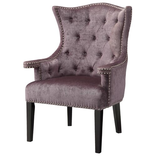 Crestview Fifth Avenue Eggplant Velvet Arm Chair with Nailhead Trim CVFZR905