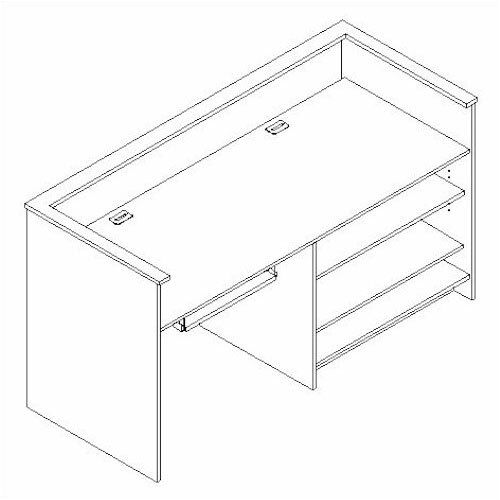 Fleetwood Library Modular Front Desk System   Computer Station with Shelves 8